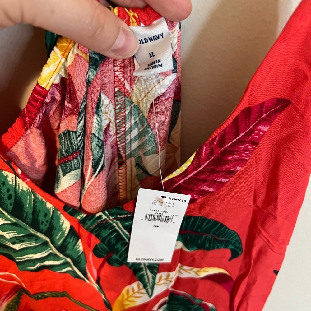 NWT Old Navy Tropical Pink/Orange and Colorful Maxi Dress - Picture 5 of 5